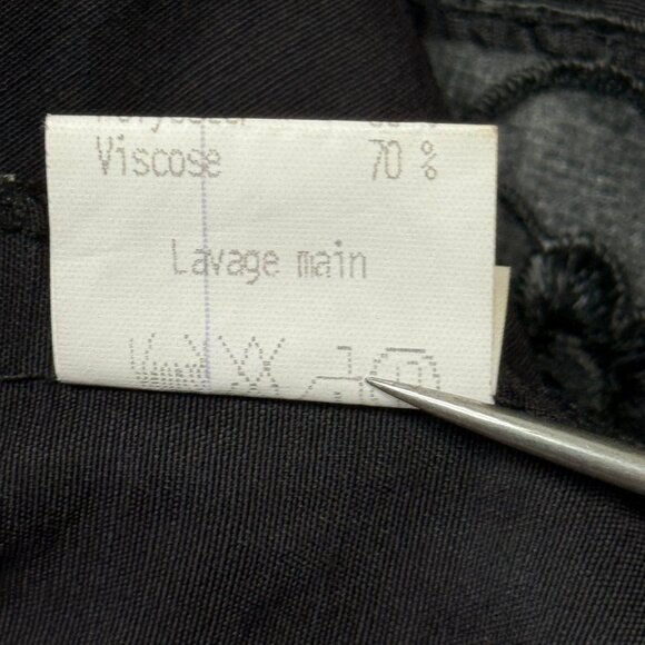 Vintage Sandro Paris Sheer Floral Embroidered Top Black Short Sleeves - Picture 14 of 14